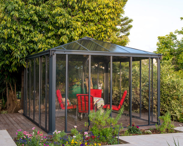 Palram - Canopia | Ledro Gazebo 12 x 12 w/screen doors GRAY/BRNZ HG9193